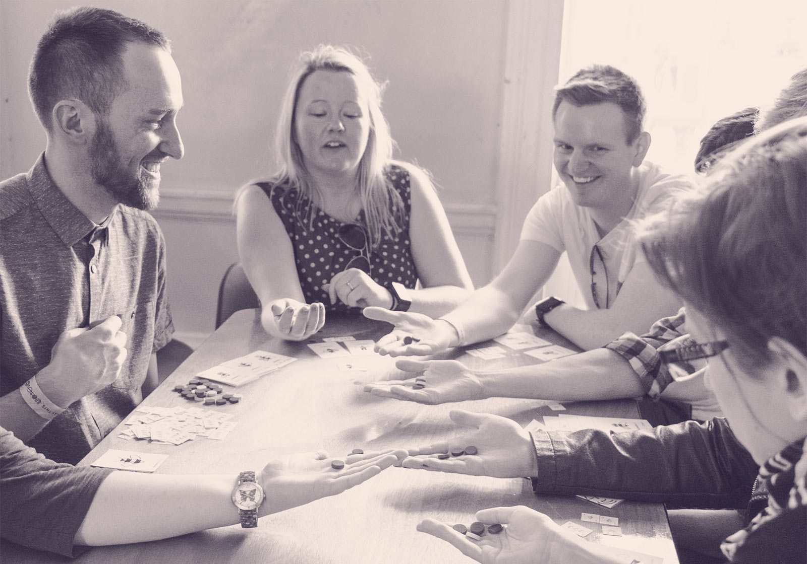 People playing a board game