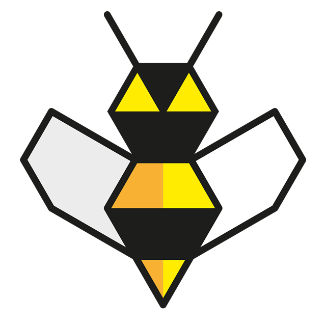An illustration of a bee, also the logo for Beesness